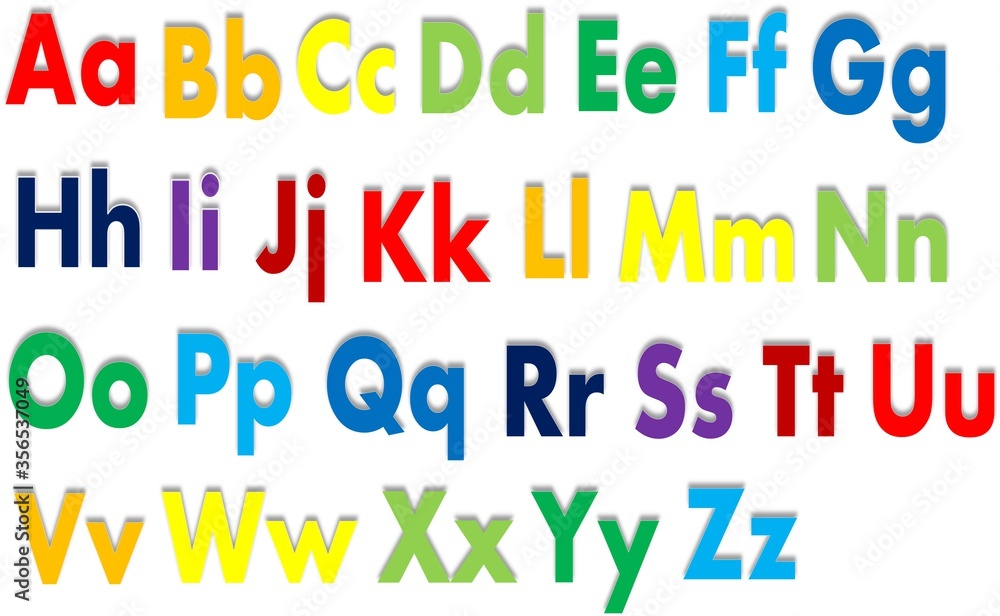 Colored English alphabet illustration