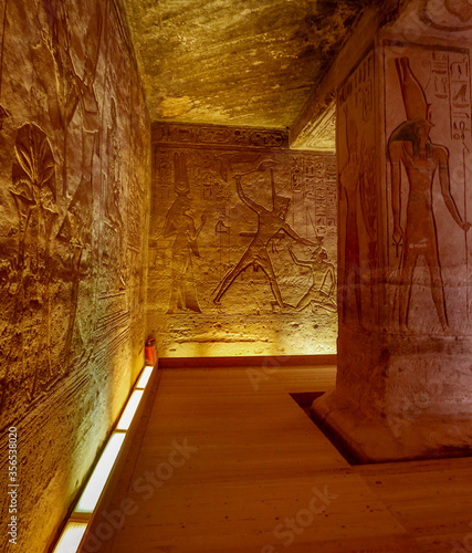 Stone Hieroglyphic Carvings at Kom Ombo Temple near Luxor photo