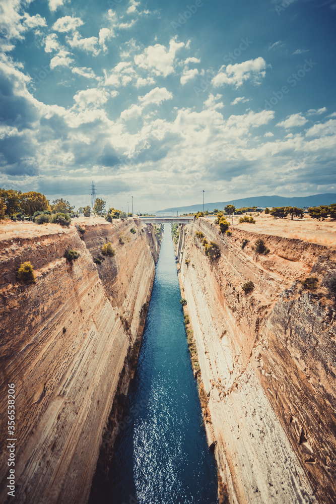 Corinth Canal, tidal waterway across the Isthmus of Corinth in Greece