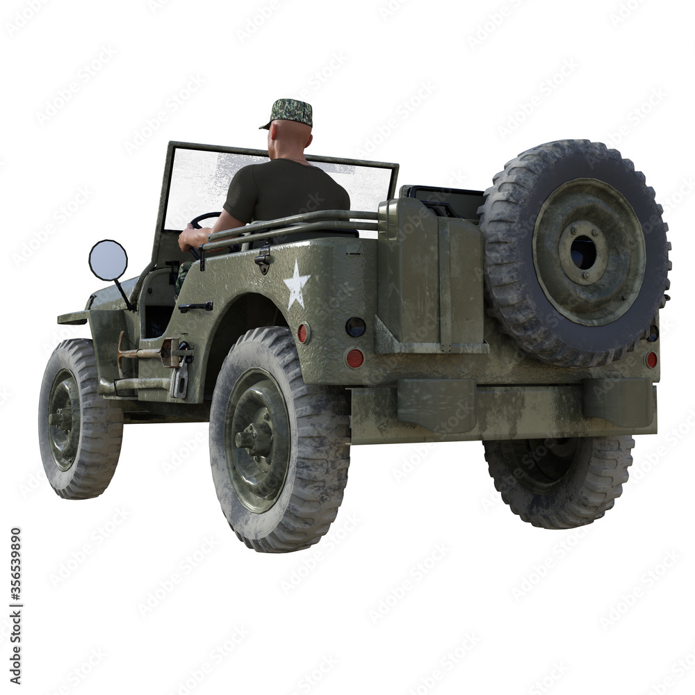 3D rendered Soldier Driving Military Vehicle On White Background - 3D Illustration 3D rendered Soldier Driving Military Vehicle On White Background - 3D Illustration