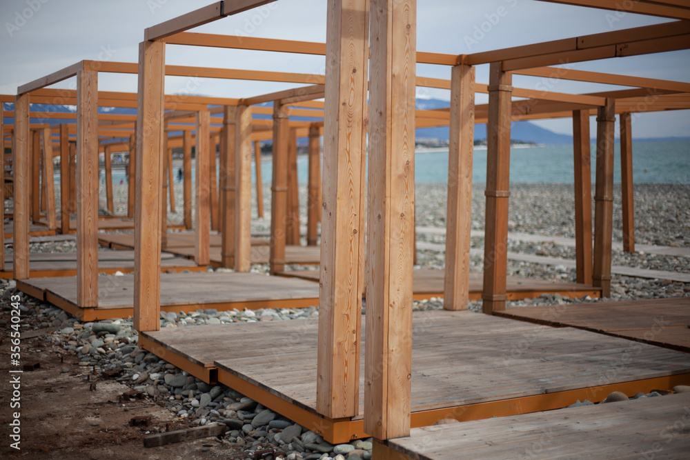 Wooden structure on the promenade. Wooden structure on the promenade.