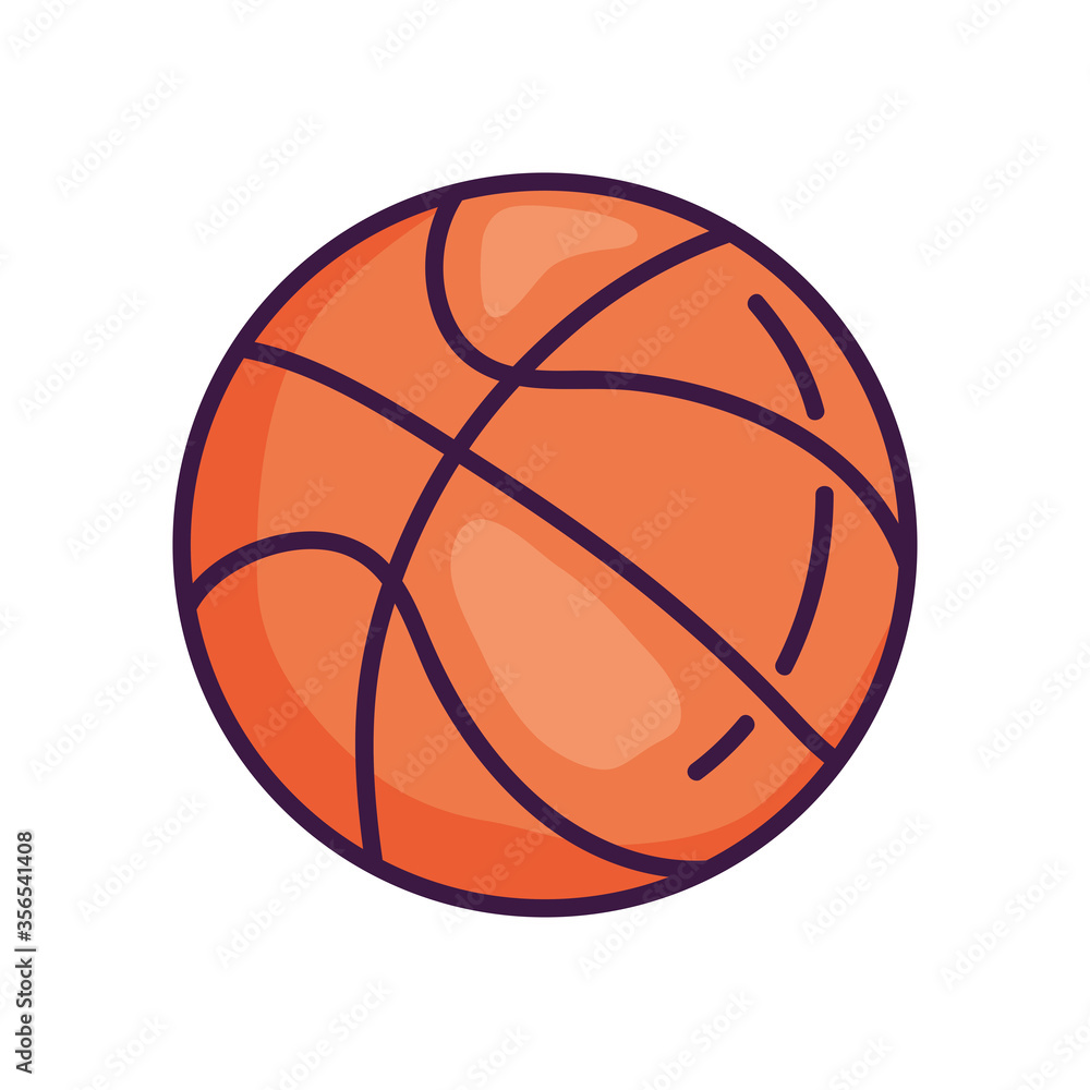 basketball ball icon, line color style