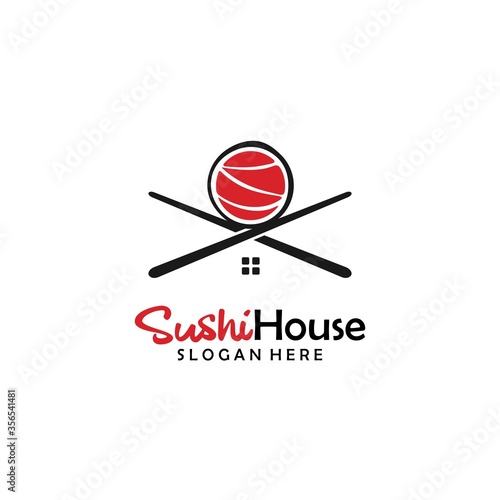 Initials S and the house for the sushi restaurant logo.Japanese Sushi Seafood logo design inspiration