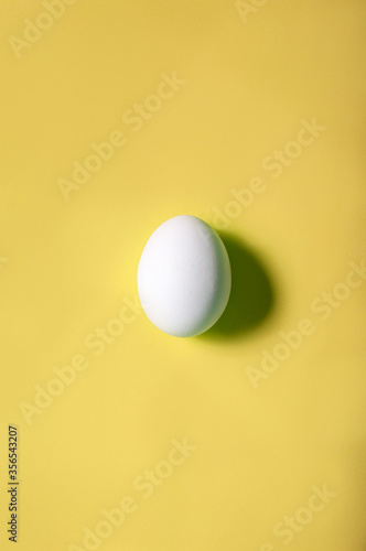 Single white egg isolated on solid color background
