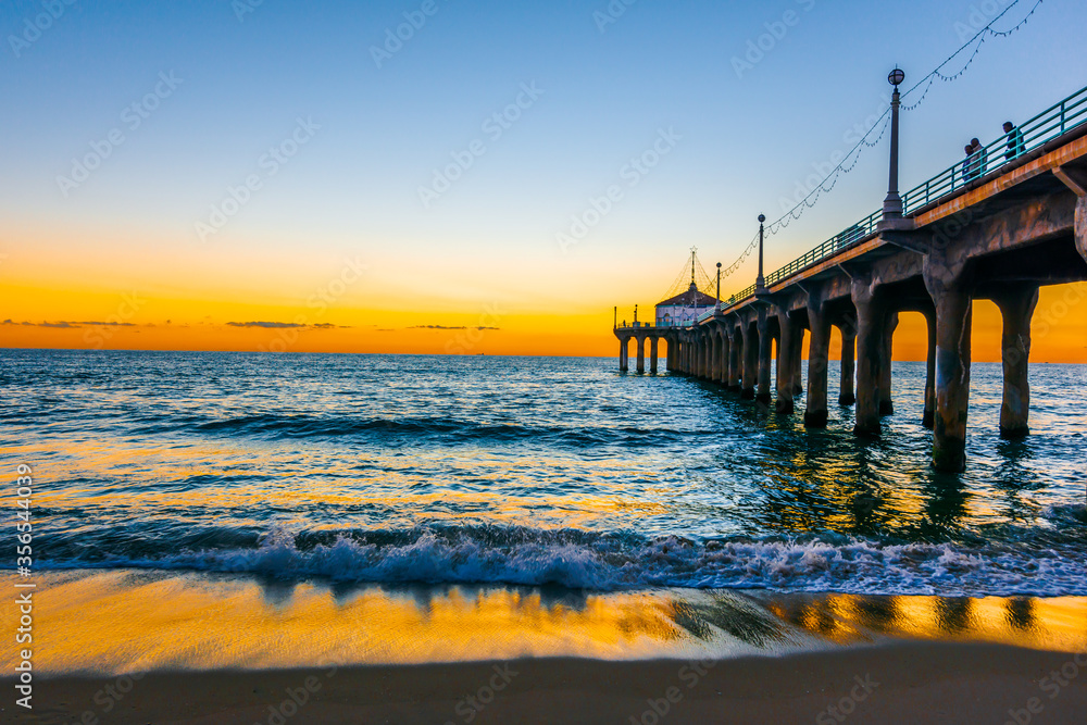 Manhattan Beach Pier At Sunset, California