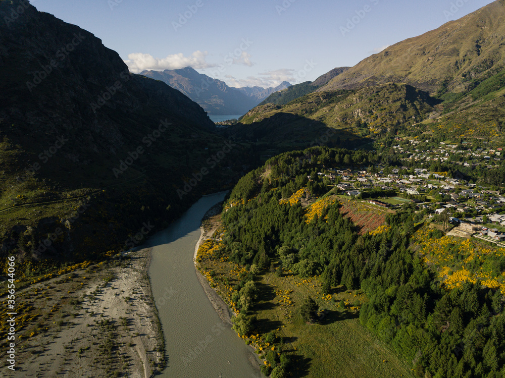 Aerial photos around Arthurs Point in Queenstown, New Zealand taken in
