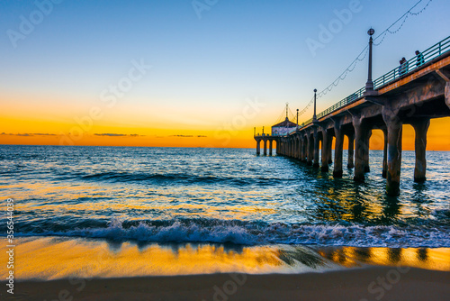 Manhattan Beach Pier At Sunset, California