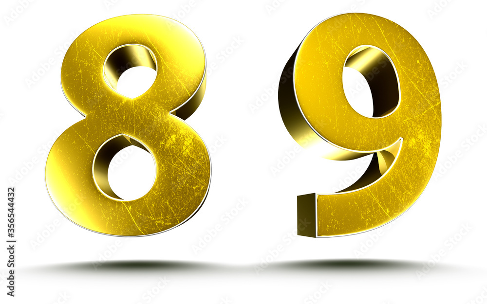 3D illustration Numbers 8 and 9 Gold isolated on a white background.(with Clipping Path) 3D illustration Numbers 8 and 9 Gold isolated on a white background.(with Clipping Path)