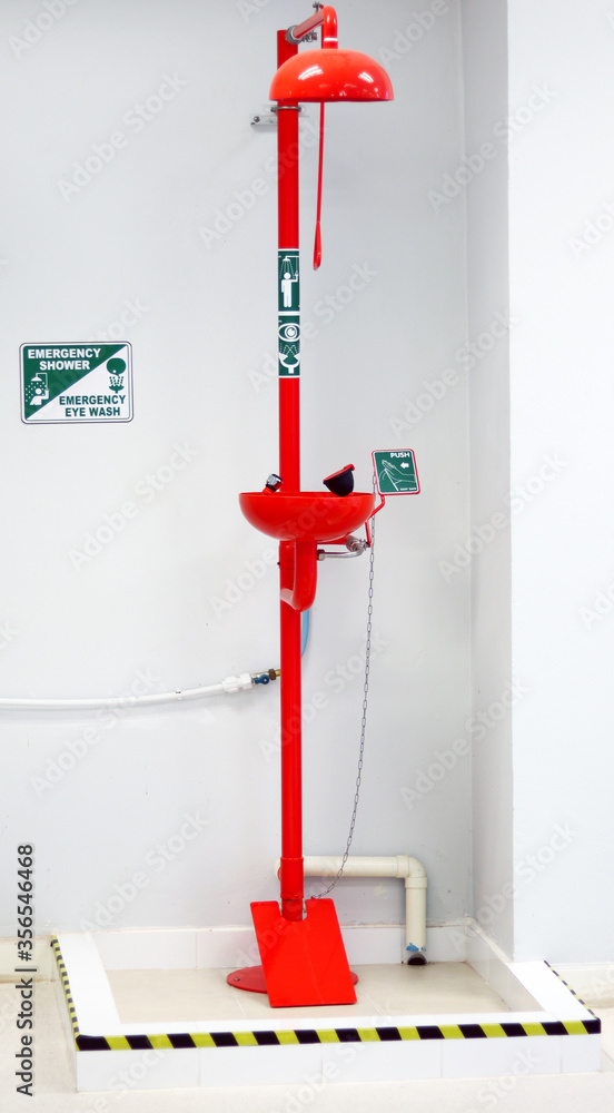 Emergency shower and Eye wash station for washing eyes, when touch with