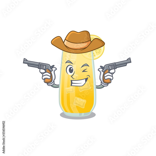 Cartoon character cowboy of screwdriver cocktail with guns