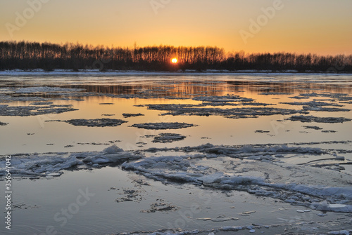 Evening on the Irtysh River  Omsk region  Siberia  Russia