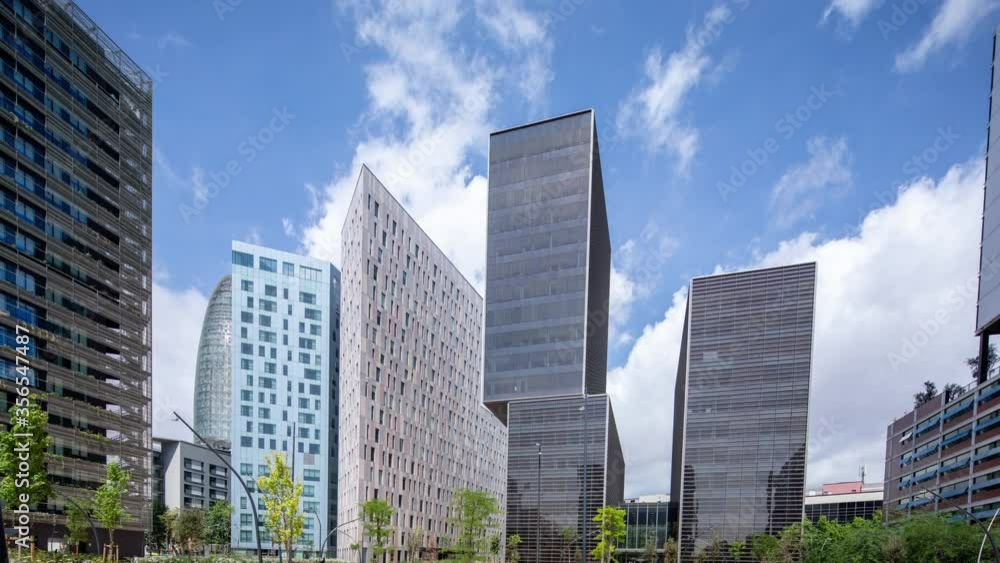 Video of skyscrapers with clouds in sky, Barcelona, Spain Video of skyscrapers with clouds in sky, Barcelona, Spain