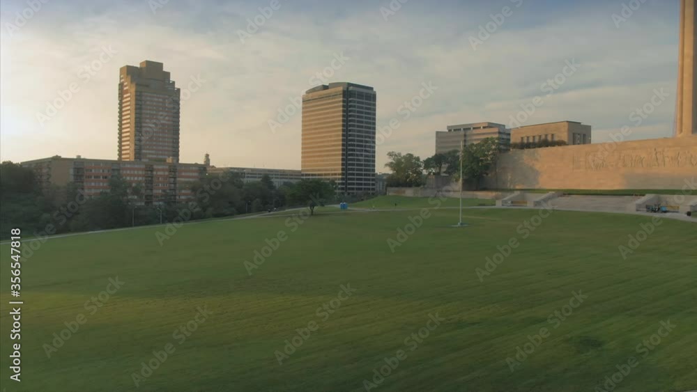 Aerial: National WWI Museum & memorial park. Missouri, USA Aerial: National WWI Museum & memorial park. Missouri, USA