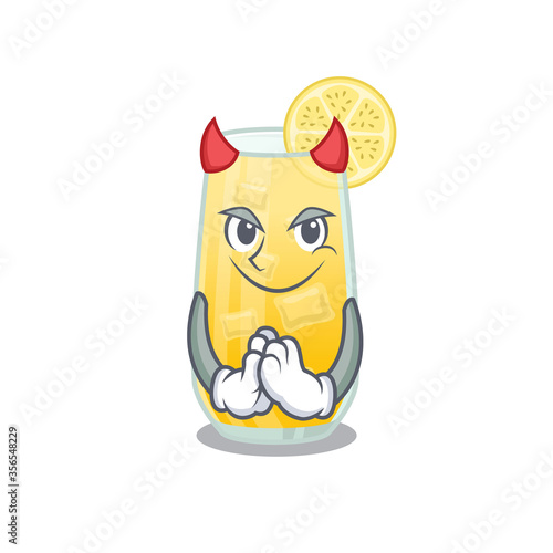 screwdriver cocktail clothed as devil cartoon character design concept