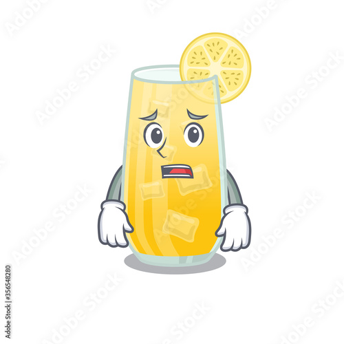 Cartoon design style of screwdriver cocktail having worried face