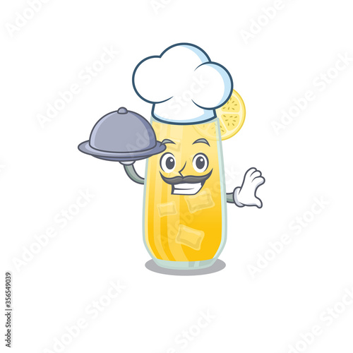 mascot design of screwdriver cocktail chef serving food on tray