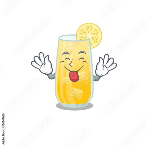 Funny screwdriver cocktail cartoon design with tongue out face