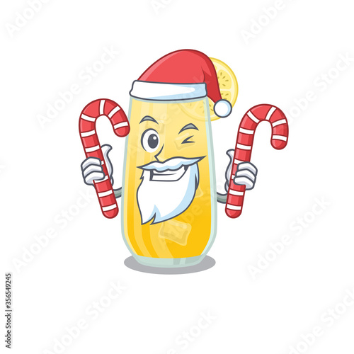 Friendly screwdriver cocktail dressed in Santa Cartoon character with Christmas candies
