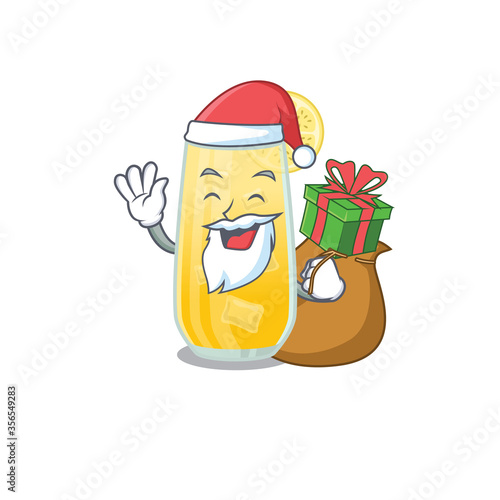 Cartoon design of screwdriver cocktail Santa having Christmas gift