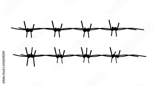 Barbed wire illustration  horizontal seamless pattern