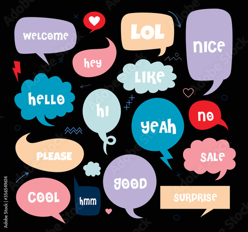 A set of comic speech bubbles and elements 