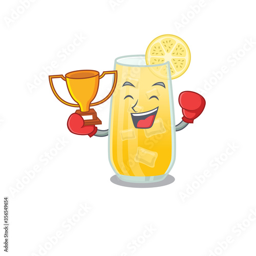 An elegant boxing winner of screwdriver cocktail caricature design concept