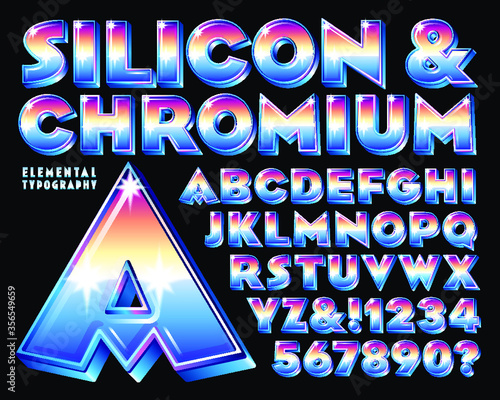 An Eighties-style Chrome 3d Vector Alphabet