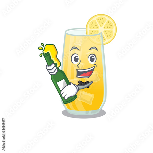 caricature design concept of screwdriver cocktail cheers with bottle of beer