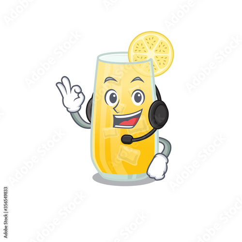 A stunning screwdriver cocktail mascot character concept wearing headphone