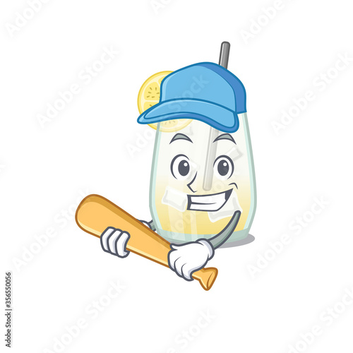 Attractive tom collins cocktail caricature character playing baseball