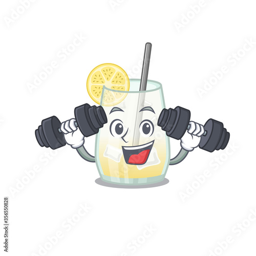 Tom collins cocktail mascot design feels happy lift up barbells during exercise