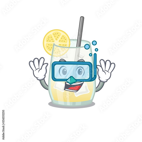 Tom collins cocktail mascot design swims with diving glasses