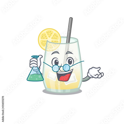 caricature character of tom collins cocktail smart Professor working on a lab