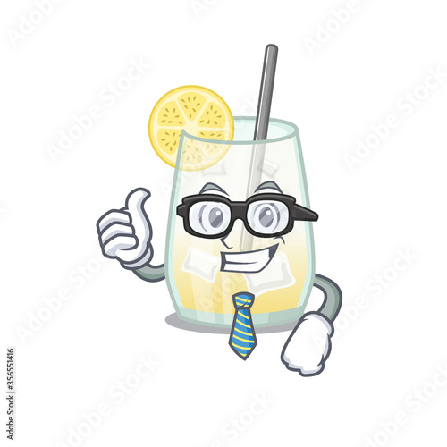 cartoon drawing of tom collins cocktail Businessman wearing glasses and tie