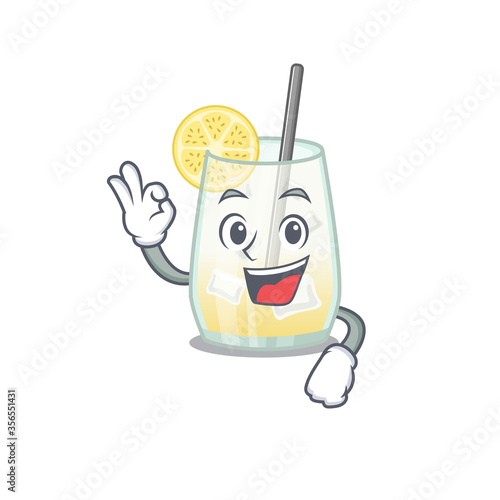 Tom collins cocktail mascot design style showing Okay gesture finger