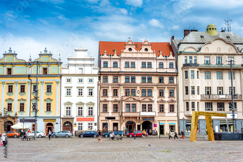 Street scene in the in the main square of Plzen (pilse). Czech Republic