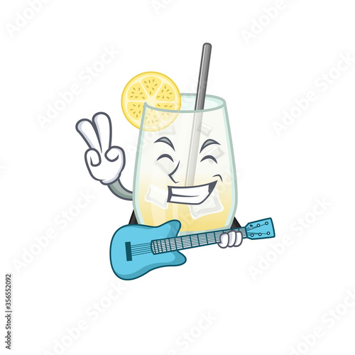 brilliant musician of tom collins cocktail cartoon design playing music with a guitar