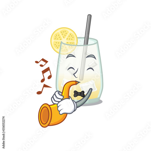 Tom collins cocktail musician of cartoon design playing a trumpet