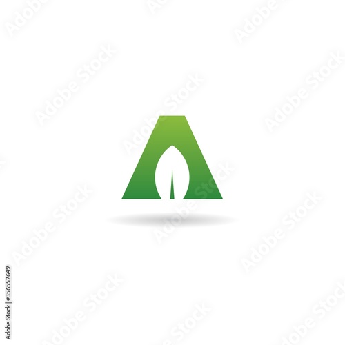 initial a with leaf logo design vector, icon, element, template