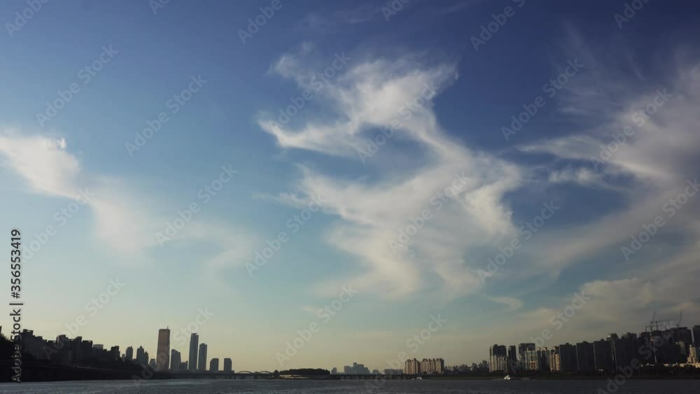 Landscape of the Han River with white clouds. Landscape of the Han River with white clouds.