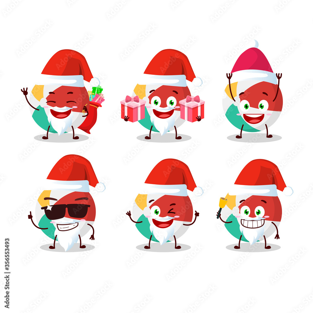 Santa Claus emoticons with beach ball cartoon character