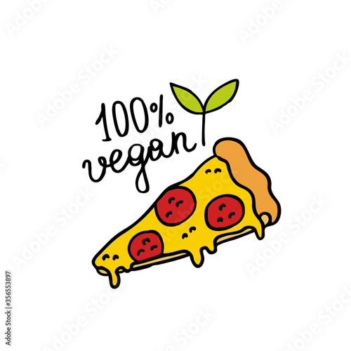 vegan pizza doodle icon, vector illustration photo