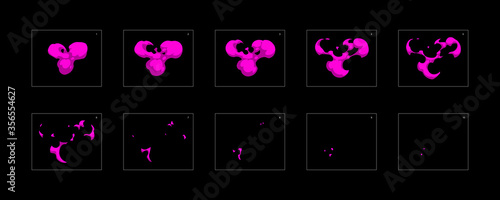 Poison explosion effect. Blast animation effect. Animation Sprite sheet for games, cartoon or animation. vector style animation effect 20006.