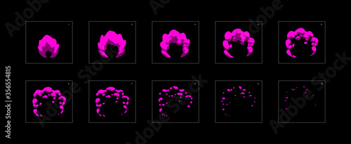 Poison explosion effect. Blast animation effect. Animation Sprite sheet for games, cartoon or animation. vector style animation effect 20012.