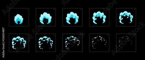 Water explosion effect. Blast animation effect. Animation Sprite sheet for games, cartoon or animation. vector style animation effect 20008.
