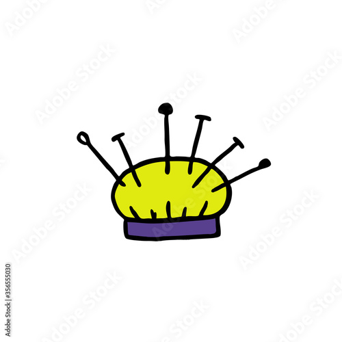pincushion doodle icon, vector illustration