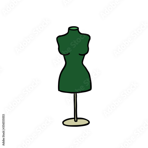 sewing mannequin doodle icon, vector illustration
