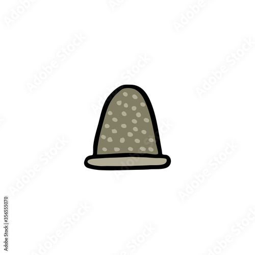 thimble doodle icon, vector illustration