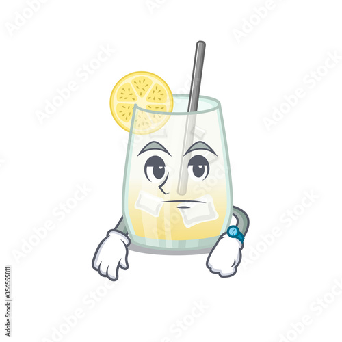 Mascot design style of tom collins cocktail with waiting gesture