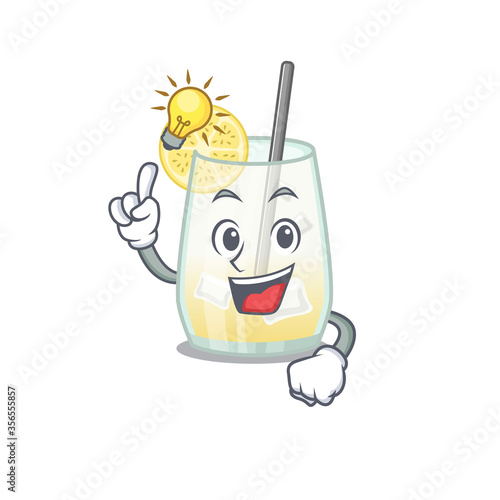 Mascot character of smart tom collins cocktail has an idea gesture